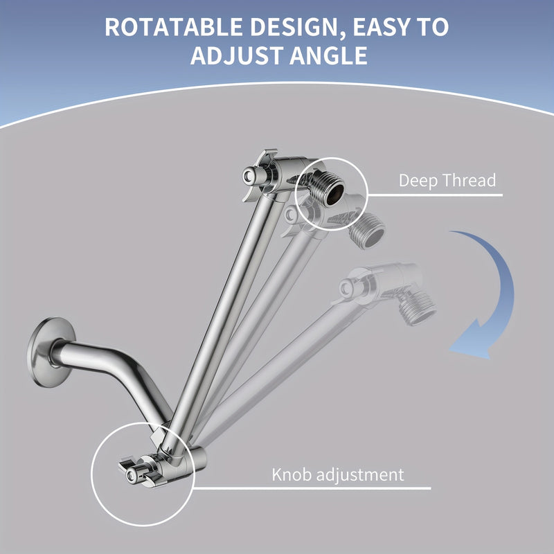 1 pieza de 10 pulgadas, ducha de acero inoxidable ultra delgada con brazo de extensión ajustable - Instalación clásica en la pared, sin taladro, experiencia de lluvia de alta presión para accesorios de baño modernos, accesorio de ducha | Acabado elegante