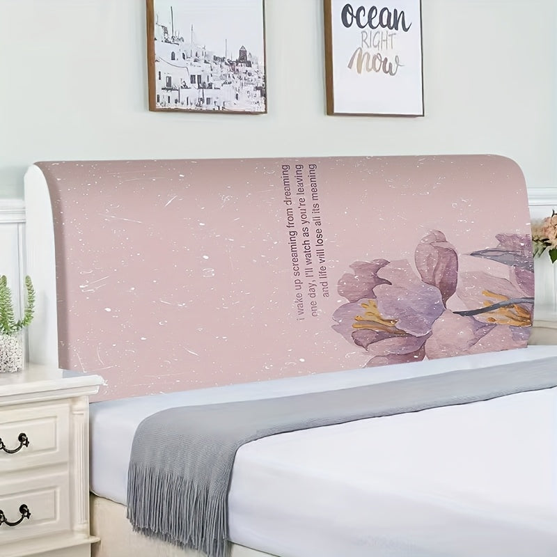1 pieza de Funda para Cabecero de Poliéster Suave con Diseño Floral Elegante, Lavable a Máquina, Degradado de Rosa Claro a Beis, Perfecto para la Decoración del Dormitorio y Habitaciones de Hotel