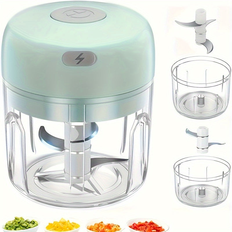 250ml Mini Picadora de Ajo y Carne Recargable, Duradera y Resistente, Ideal para Triturar Ajo, Pimientos, Cebollas, Carne Picada, Nueces ¡y mucho más!