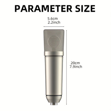 G-MARK U87ai Micrófono de Estudio Profesional Condensador - Micrófono USB Dorado con Soporte Antivibración y Filtro Anti-pop para Juegos, Transmisión en Vivo, Grabación Voz, Videollamadas - Diseño Ergonómico, Bajo Ruido, Compatible con Jack de Áudio de E