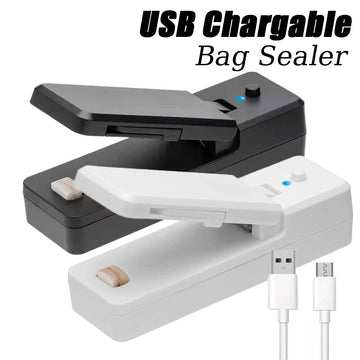 Mini sellador de bolsas de 1 pieza, sellador al vacío de calor de mano con carga USB, abridor y sellador de bolsas 2 en 1, adecuado para usar en bolsas de plástico, bolsas de refrigerios, empaques sellados y mantenimiento fresco, 4.3 "x1.3"