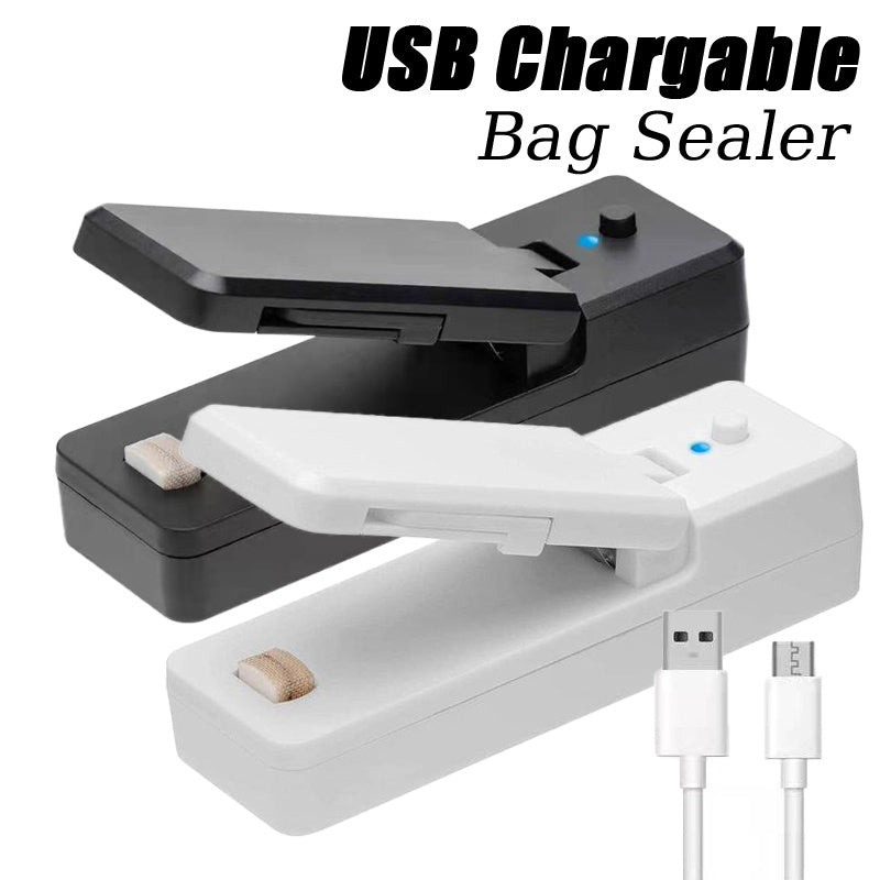 Mini sellador de bolsas de 1 pieza, sellador al vacío de calor de mano con carga USB, abridor y sellador de bolsas 2 en 1, adecuado para usar en bolsas de plástico, bolsas de refrigerios, empaques sellados y mantenimiento fresco, 4.3 "x1.3"