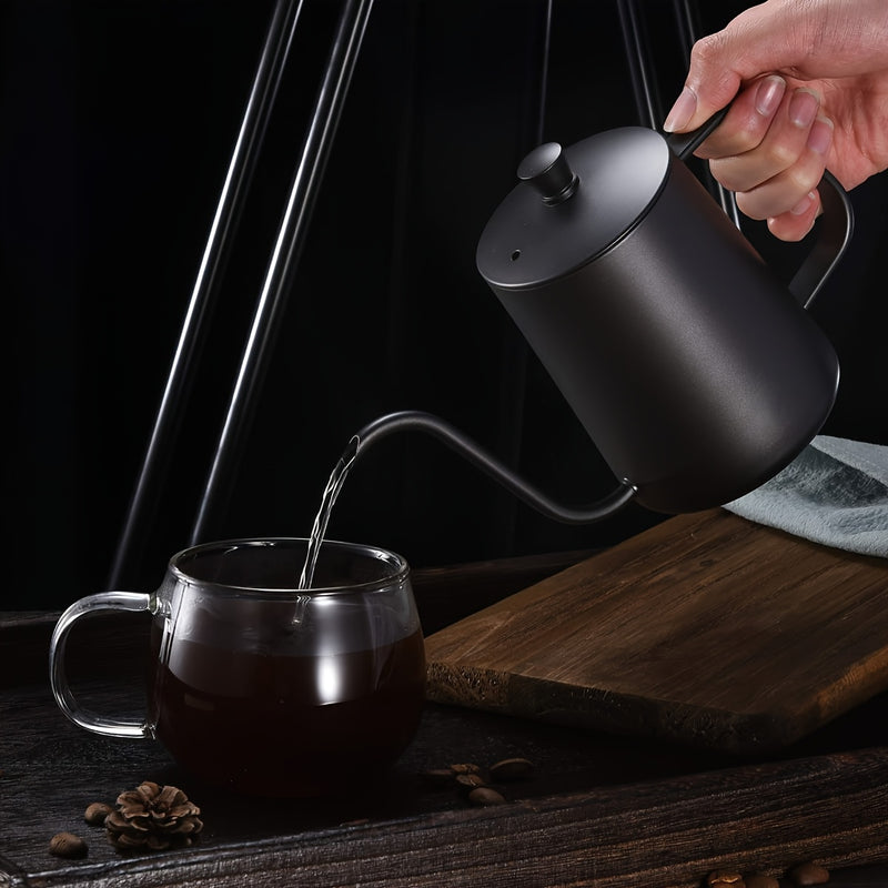 Tetera de acero inoxidable con pico de ganso para café y té - 350 ml, pico de vertido preciso para uso en el hogar y la cocina, ideal para acampar