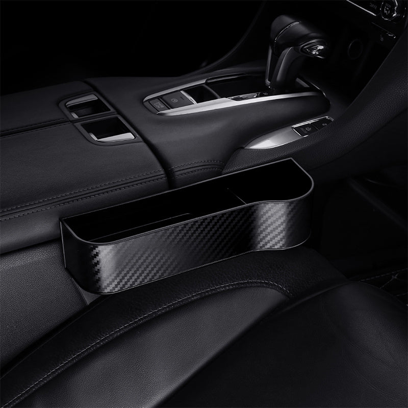 Organizador de huecos de asiento de coche con soporte para tazas - Caja de almacenamiento ligera de ABS para bolsillos laterales de consola, accesorio de asiento delantero para una organización mejorada, almacenamiento de coche