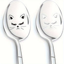 1/2pcs Cuchara De Acero Inoxidable Grabada Con Láser, Cuchara De Mango Largo, Cuchara De Gato Divertida, Linda Cuchara De Café Y Té, Regalo Para Hombres, Mujeres, Amigos, Él, Ella, Mejores Regalos De Cumpleaños Y Navidad, Artículos De Cocina, Cosas De Co