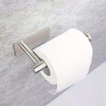 Soporte para papel higiénico de acero inoxidable elegante, 1 unidad, montaje en pared sin taladro con doble opción de instalación, ideal para baño y decoración de baño