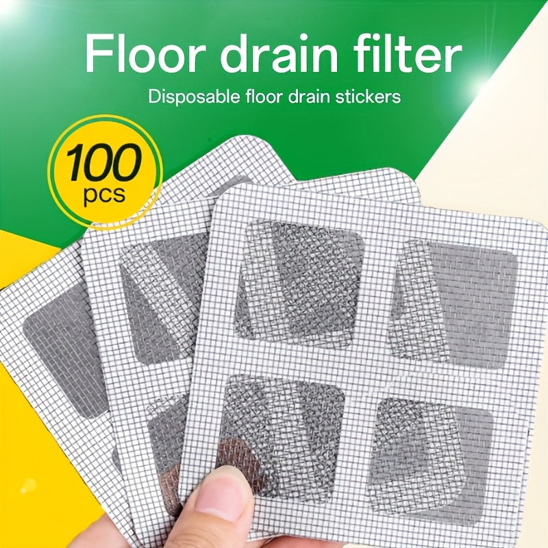 50/100 Pegatinas autoadhesivas para capturar cabello, adecuadas para duchas, fregaderos de cocina y desagües de baño - Prevención de atascos, tapas de desagüe a prueba de insectos, filtros de cabello para desagües de ducha.