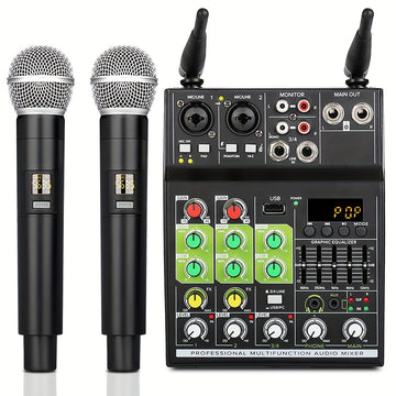 Máquina de 4 vías con micrófono inalámbrico profesional con ecualizador USB inalámbrico con efectos DSP para presentaciones en casa, escenario y KTV GT4
