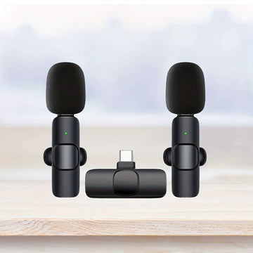 Micrófono de solapa inalámbrico con grabación omnidireccional - Carga USB-C, batería de litio, ideal para smartphones, tabletas, cámaras, entrevistas, podcasts y vlogs, videollamadas | Grabación moderna | Batería recargable