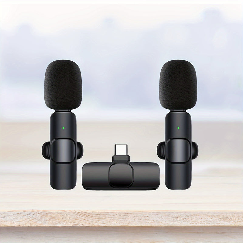 Micrófono de solapa inalámbrico con grabación omnidireccional - Carga USB-C, batería de litio, ideal para smartphones, tabletas, cámaras, entrevistas, podcasts y vlogs, videollamadas | Grabación moderna | Batería recargable