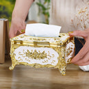 Caja de Pañuelos con Patrón de Rosas al Estilo Europeo Elegante - Plástico Duradero, Diseño Cuadrado para Uso en el Hogar y el Coche