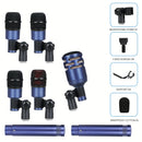 Kit de micrófono de tambor con cable de metal completo - Juego de micrófono de condensador de bajo de bombo para usar con batería, voz, otros instrumentos, completo con inserciones de clip de rosca, soportes de micrófono