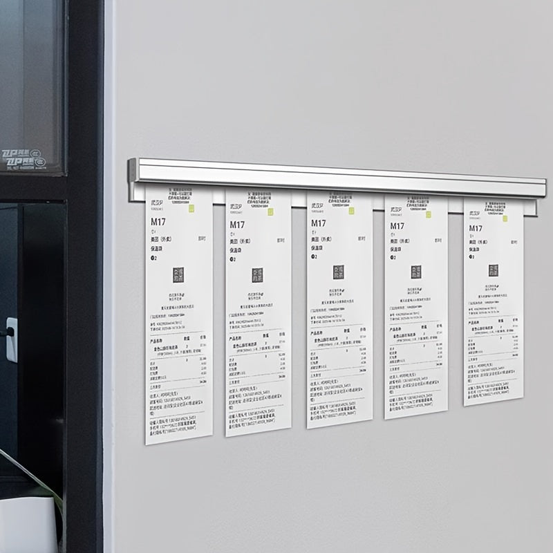Sujetador de recibos de pared de aleación de aluminio - Organizador multiranura para cocina de restaurante, porta tickets de metal duradero con diseño ahorrador de espacio, fácil instalación para servicio de alimentos y uso comercial, acabado metálico el