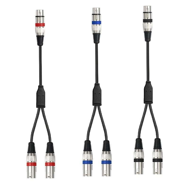 1pc Divisor de Audio Profesional XLR, Cable Adaptador Macho a Hembra de 19.69", Compatible con Mezclador, Cámara, Amplificador, Caja de Sonido, Micrófono, Amplificador de Potencia - Metal, Negro/Rojo/Azul, para PC