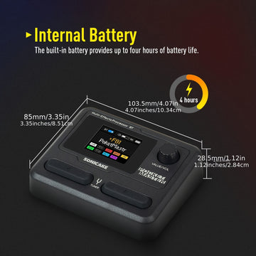 Procesador de efectos múltiples para guitarra Pocket Master de SONICAKE - Simulación de gabinete IR, portátil con clip de cinturón, batería recargable por USB, formato de señal analógica, diseño blanco y transparente, procesador de efectos de guitarra |