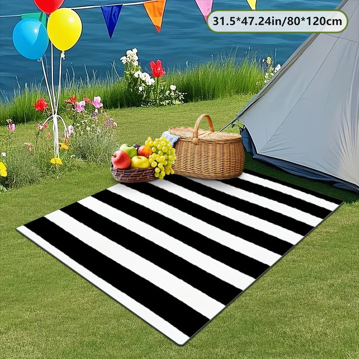 Estampado digital 2D plano con patrón de rayas, alfombra decorativa de estilo simple, alfombrilla de interior para RV, alfombrilla de tienda, alfombrilla de patio, alfombrilla de bienvenida, alfombrilla de camping, adecuada para camping al aire libre, se