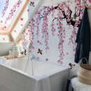 Un conjunto de 4 pegatinas creativas de árbol de flor de durazno rosa para el salón, dormitorio y decoración de pared del baño MS7194-YC