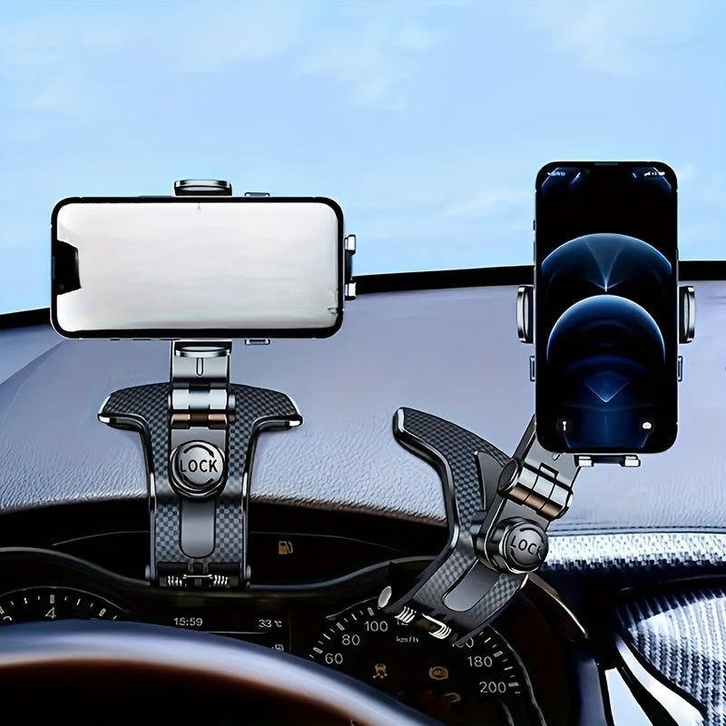 1 soporte universal para montaje de coche, material ABS, rotación de 360°, antivibración, textura de fibra de carbono, soporte de navegación multifuncional