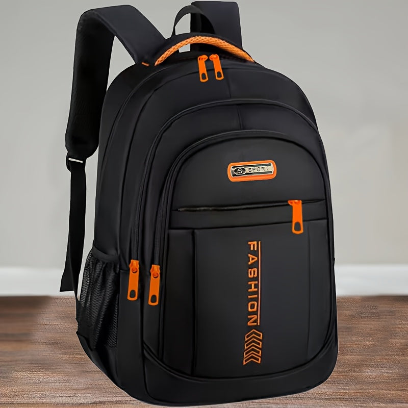 Moqueta Unisex Casual - Bolso de Viaje Duradero con Múltiples Bolsillos y Detalles Naranja, Correas Ergonómicas y Cierre de Cremallera para Viajes Cortos o Negocios -