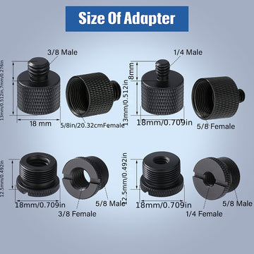 8 piezas de adaptadores de rosca para micrófono, juego de adaptadores de rosca para micrófono, 5/8 hembra a 3/8 macho y 3/8 hembra a 5/8 macho, 5/8 hembra a 1/4 macho y 1/4 hembra a 5/8 macho Adaptador de rosca de tornillo para micrófono Eid Al-Adha Muba