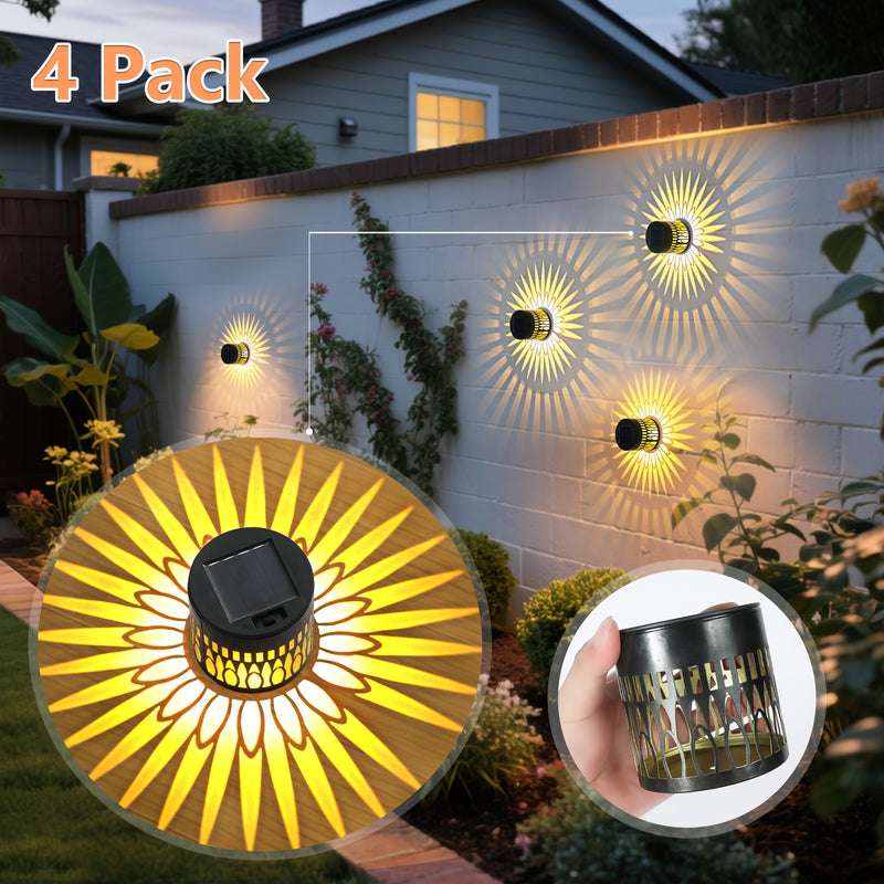 4 piezas de faroles solares para exteriores - Luces de pared IP65 de metal redondo para porche, conjunto de gran valor, luces automáticas para exteriores más brillantes para casas grandes, luces de amanecer a anochecer clásicas para puertas, pasillos y s