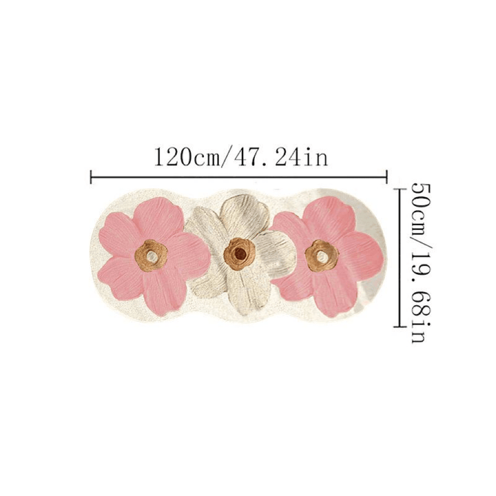 Alfombra floral esponjosa de poliéster, 1000g, 10mm de grosor, para dormitorio, uso en interiores, lavable a máquina, antideslizante, forma irregular