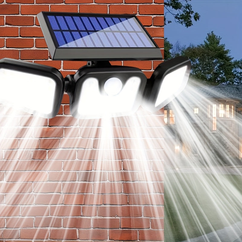 1 pza. luz solar para exteriores con 74 LED, luz de pared, 3 modos, sensor de movimiento, luz de seguridad, ideal para garaje, jardín, camping, camino, patio, porche