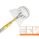 Pica de frutas telescópica portátil de acero inoxidable - Agarre antideslizante duradero sin rastros para mango, tomate, cerezas y más - Herramienta de cosecha manual con mango ergonómico y cesta de almacenamiento segura