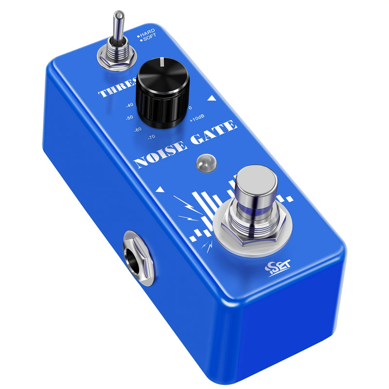Pedal de Puerta Antiruido para Guitarra Eléctrica - Alimentado por USB con Perillas de Volumen y Tono, Procesamiento Simultáneo Analógico y Digital para Reducción de Ruido y Claridad, Diseño Audaz en Azul/, Equipo Musical, Electrónica de Alta Calidad, Co