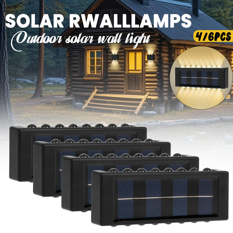 4 o 6 piezas de lámparas solares para pared - 16 luces LED solares para exteriores, fácil instalación, ideal para decoración de jardín, entrada y balcón, batería de níquel con carga solar, luz para pared exterior | lámpara de pared moderna | lámpara con
