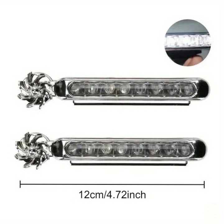 2 paquetes de luces auxiliares LED para coche, luces de motocicleta, luces de ventilador rotativo creativo, sin batería.