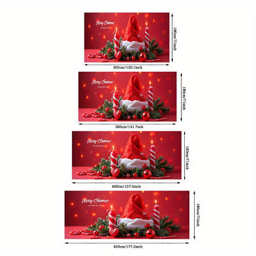 Banner de puerta 2D, 1 unidad, decoración navideña con gorros de Navidad, velas, poliéster, para regalos, fiesta hawaiana, boda, decoración escolar, fondo para habitaciones y jardín exterior