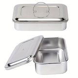 Bandeja de desinfección de acero inoxidable gruesa con tapa y mango, caja cuadrada para desinfectar herramientas de manicura