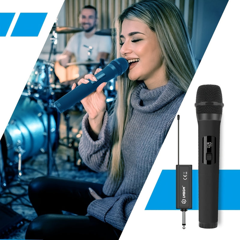 1pc LMBGM Sistema de micrófono inalámbrico para karaoke, micrófono de mano recargable por USB con anti-aullido, conector de 6,35 mm, patrón polar unidireccional, recepción estable de largo alcance, indicador de batería, batería de litio de 800 mAh - Idea