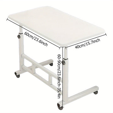 Escritorio ajustable para portátil, escritorio conveniente, mesa lateral para sofá, mesa blanca con ruedas | Mesa negra sin ruedas