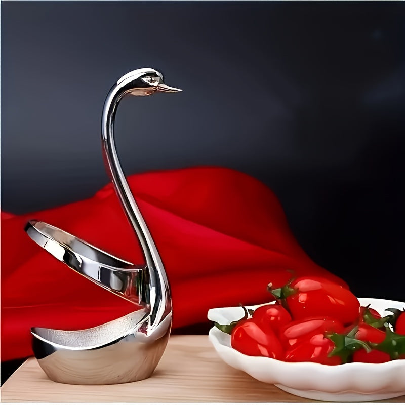 Soporte para cubiertos en forma de cisne elegante de acero inoxidable 304, 1 pieza - Diseño elegante, no incluye tenedor ni cuchara, ideal para decoración del hogar, mesa de café, hotel y fiestas