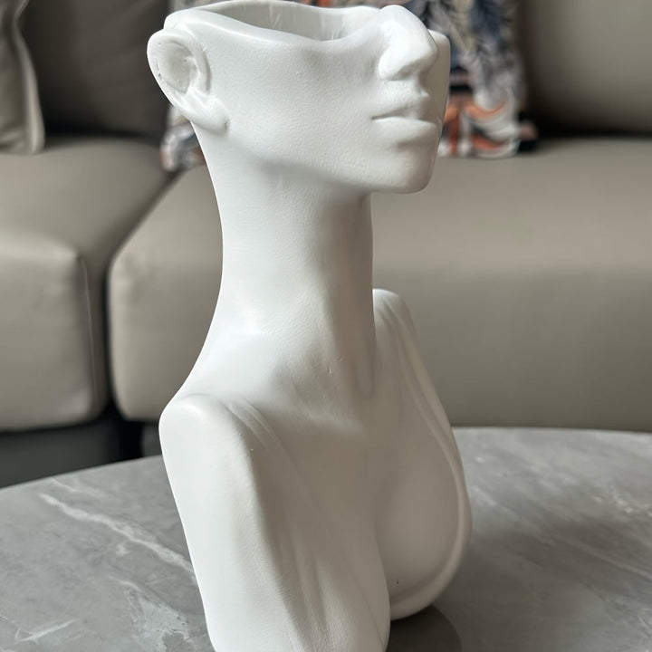 1pc Elegante Jarrón de Arte de Torso Femenino Blanco - Botella Decorativa de Resina al Estilo Nórdico para Flores Frescas o Secas, Perfecto para Sala de Estar, Dormitorio, Estudio - Regalo de Decoración para el Hogar Chic