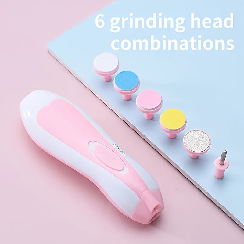 Kit eléctrico de cortaúñas 6 en 1 para adolescentes, rosa y azul - con luz LED, 6 almohadillas de lijado y lima de uñas, para embellecer uñas de manos y pies de forma segura y fácil, desde la adolescencia hasta la adultez - Accesorios para uñas