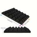 12 piezas de paneles acústicos HERTBER negros, 30x30x5 cm, retardantes de llama, alta densidad, diseño piramidal fácil de instalar para salas de conferencias, oficinas, estudios de entrenamiento, estudios de grabación y cines en casa, paneles modulares a