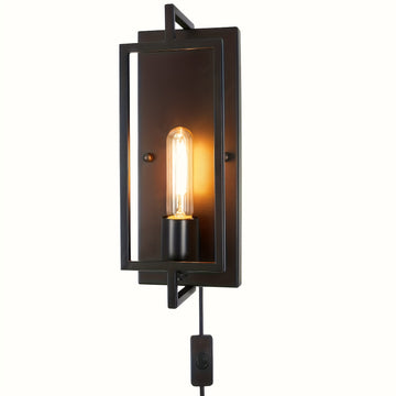 Juego de 2 lámparas de pared estilo granja con pantalla metálica, ideal para dormitorios y estudios (bombillas no incluidas)