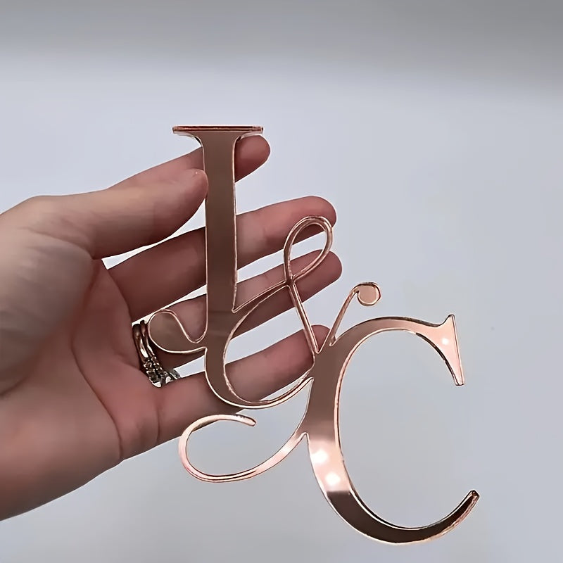Letrero de Acrílico con Inicial Personalizada - Decoración de Pared con Fuente Escrita a Mano, Elegante Acabado en Oro Rosa, Exhibición Clásica para Escritorio, Perfecta para la Decoración del Hogar y Oficina