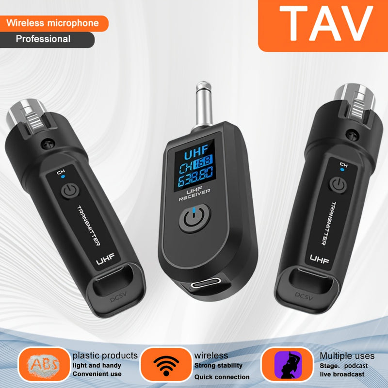 Sistema de micrófono inalámbrico XLR profesional con enchufe, transmisor y receptor XLR para guitarra eléctrica, adecuado para micrófonos dinámicos BETA58, SM58 y SM57, mezclador de audio, guitarra eléctrica y bajo, adecuado para DJ, bar y karaoke.