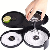 1 pieza de escurridor de cóctel de 3 niveles, herramienta de bar negra de plástico con esponja, sin contacto con alimentos, para margaritas, bloody marys, gimlets - Accesorio para bartender