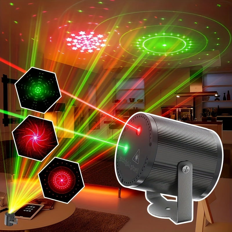 1 luz láser cilíndrica USB, luz disco con cambio de color y control por voz, múltiples modos con efecto flash, ideal para fiestas DJ, escenarios, celebraciones de Navidad