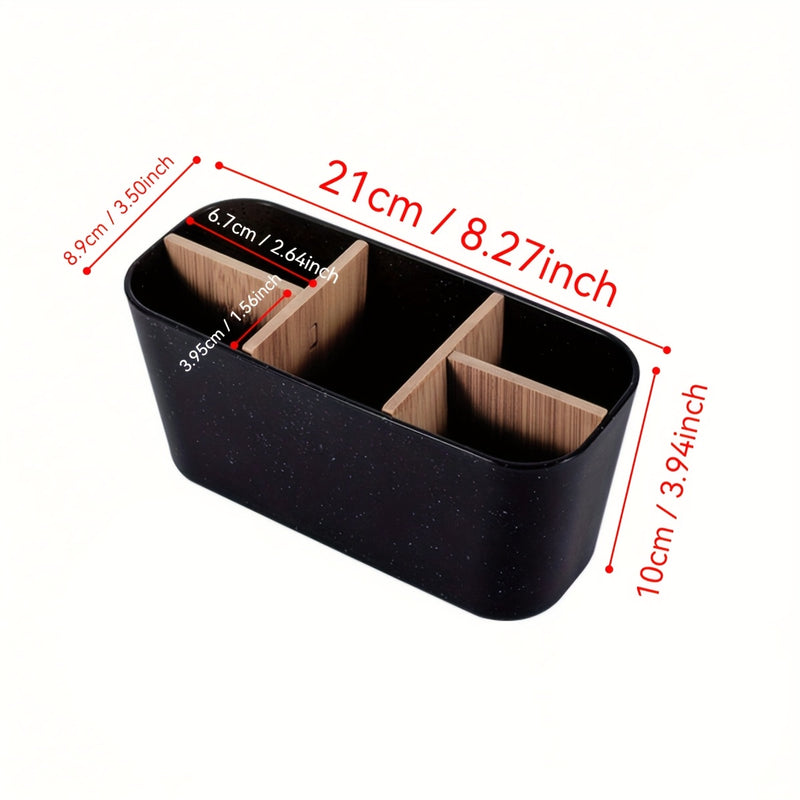 Soporte para Cepillos de Dientes de Bambú con 5 Ranuras - Organizador de Encimera para Cepillos de Dientes Eléctricos, Pasta de Dientes y Maquinillas de Afeitar - Solución de Almacenamiento Elegante para el Tocador del Baño