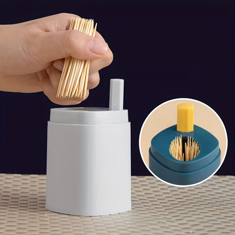 Elegante Porta Palillos Automático - Azul Claro y Blanco, Diseño Portátil de Plástico con Tapa Automática, Perfecto para Uso en Casa, Restaurante y Oficina, Accesorio de Oficina | Porta Palillos Moderno | Construcción de Plástico, Porta Palillos