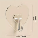 10 ganchos adhesivos grandes y resistentes, copas de succión transparentes sin taladro, soportes para pared en forma de corazón reforzados para almacenamiento en cocina y baño, fácil instalación, estilo casual, ganchos utilitarios