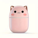 Humidificador Portátil USB de 8.45oz con Diseño de Gato Lindo & Difusor de Aceites Esenciales - Doble Niebla, Aroma y Control de Humedad para Coche, Oficina o Hogar, Rosa con Detalles Blancos, Facciónación de Alta Potencia, Material ABS, Humidificador de