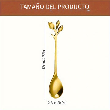 Juego de 10 cucharas para postres de acero inoxidable, diseño elegante de hoja, cucharitas para café, utensilios minimalistas para frutas y postres, ideal para fiestas y celebraciones, regalo para el Día de la Madre, Pascua, renovación primaveral, reunio