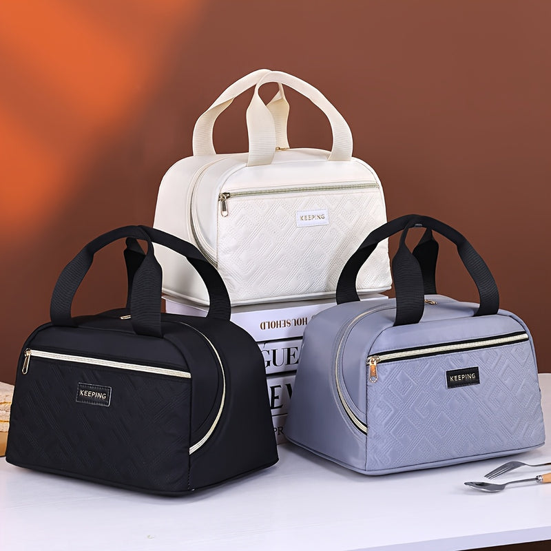 1pc Bolsa de almuerzo aislada para llevar comida al trabajo, estilo nuevo y elegante, bolsa térmica portátil para picnic o escuela, no apta para contacto con alimentos